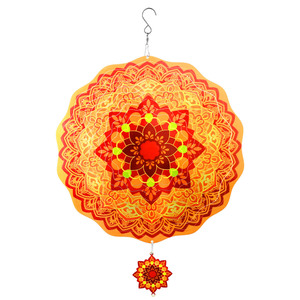 Nuevas Decoraciones Navideñas, Molinillo de Viento Metálico para Jardín, Adorno de Crisantemo Naranja, Molinillo de Viento 3D Grande - Product Image 1