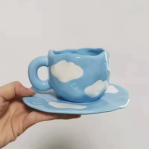 Juego de Taza de Café de Cerámica con Flores de Cerámica Hechas a Mano, Estilo Retro y Lujoso, Personalizado, con Platillo y Cuchara, Calidad 100% Garantizada - Product Image 2