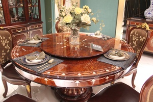Sang Trọng Hoàng Gia Cổ Điển Thương Hiệu Thiết Kế Nội Thất Bằng Gỗ Rắn Vòng Ăn Đặt - Product Image 3