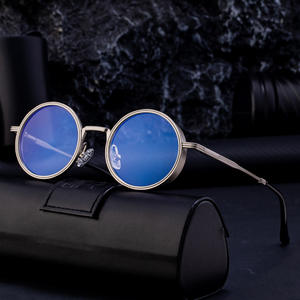 Lunettes de soleil à monture ronde pour hommes, noires, UV400, verres en PC, monture en plastique et en métal, pare-soleil de classe 2, KSL-98285 - Product Image 5