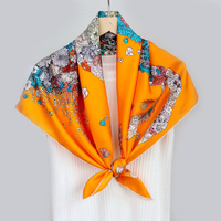 Prêt à expédier : Châles et écharpes 90*90, foulards en soie de marque 14mm, tissu de soie pour foulards, foulards imprimés multicolores