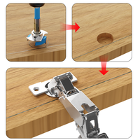 Kit de plantilla de perforación de 35 mm para bisagras de gabinete, localizador de posición de orificios en madera con broca Forstner de carburo ajustable para bisagras