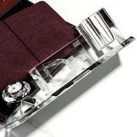 Yiwu populaire personnalisé créatif gravé verre cristal stylo conteneur avec UV imprimé cristal horloge pour la décoration