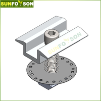 Clip de fixation pour support de panneaux photovoltaïques, composants d'installation de système solaire, pince intermédiaire en aluminium anodisé avec plaque de mise à la terre