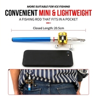 Ensemble de canne à pêche portable mini format avec moulinet de lancer, canne à pêche télescopique de poche complète pour la pêche sur glace et en mer