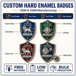 Ensemble de badges personnalisés en émail dur plaqué argent avec motif bouclier de lion pour cadeau d'affaires - Product Image 4
