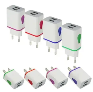 Coloré nouveau prix bas chine téléphone portable QC2 0 adaptatif rapide maison chargeur mural USB 3.1A double chargeur usb avec sac à dos LED