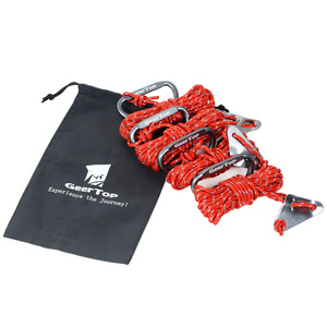 GeerTop Guy Ropes 4Mm Nylon 12M With Carabiners For Tent <b>Tarp</b> Outdoor Use - Product Image 1