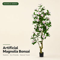Bonsaï de magnolia artificiel 170-210 cm, faux arbre en plastique en pot pour la décoration intérieure et extérieure de la maison, du bureau et de l'hôtel