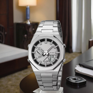 Reloj Deportivo para Hombre Serie <span class=keywords><strong>G</strong></span> SG-001, Venta al Por Mayor Directa de Fábrica, Correa de Cuero y Silicona, Esfera de Cristal, Resistente al Agua, con Indicadores - Product Image 2