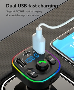 7 màu TF kép <span class=keywords><strong>USB</strong></span> Car Charger âm thanh MP3 Player Kit không dây <span class=keywords><strong>Bluetooth</strong></span> FM Transmitter modulator xách tay Stereo QC nhanh QC nhanh chóng - Product Image 2