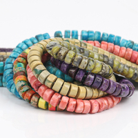 Perles en pierre de jaspe de sédiments marins multicolores naturelles de 6x3 mm, forme cylindrique, perles en vrac pour la fabrication de bijoux, bracelets, colliers, accessoires