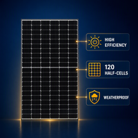 Panneau solaire monocristallin demi-cellule 120 demi-cellules, cadre noir, module PV haute puissance pour système solaire domestique sur toit