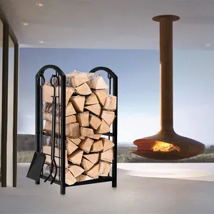 室内木架壁炉熟铁储物消防木架带壁炉工具套装