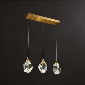 Long Strip <b>Chandelier</b> bar Copper <b>Crystal</b> Ball Pendant Light for Dining Room or Restaurant - Product Image 6