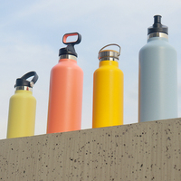 Cangkir Botol Air Bahan Baja Tahan Karat, Logo Kustom & Warna Vakum Ramah Lingkungan, Cangkir Mug Botol Air dengan Tutup Bambu Baja Tahan Karat