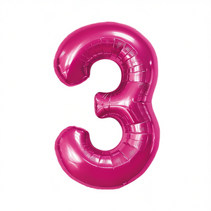 Party Love Number 3 Fuchsia Foil <b>Balloon</b> 100cm Birthday Party <b>Decor</b> KIDS - Product Image 2
