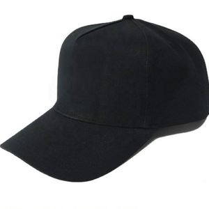 Casquette de baseball pour hommes, design personnalisé, 5 panneaux, style A-frame, broderie plate, noire unie, avec logo, vente en gros - Product Image 1