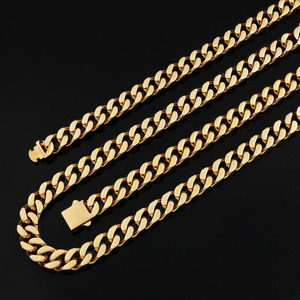 Collier pour homme en acier inoxydable plaqué or 18 carats avec chaîne à maillons cubains Collier <span class=keywords><strong>de</strong></span> base en acier inoxydable épais - Product Image 3
