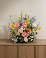 Luna, centre de table de mariage de grande taille, style jardin, en fleurs artificielles de pivoine, rose et ranunculus en soie, toucher réel, multicolores