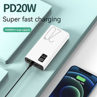 Batterie externe portable sans fil à charge rapide avec affichage LED double USB-C et Micro USB, 20000mAh 22.5W PD, batterie Li-Polymère Ultra