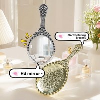 Miroir de poche portable en plastique électroplaqué, simple face, style vintage, best-seller transfrontalier, vente en gros, maquillage, Yiwu