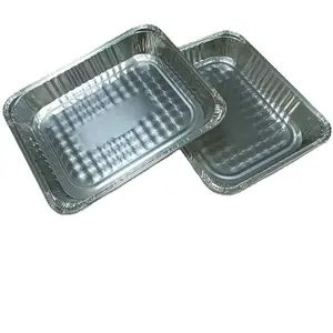Desechable tamaño medio 9*13 "323*263*43mm mesa de vapor contenedor de papel de aluminio plato poco profundo para embalaje de alimentos bandeja de papel de aluminio