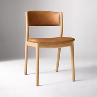 Chaise de salle à manger VL Nordic en bois massif, revêtement en cuir PU, confortable, ambiance simple, design tendance, dossier enveloppant, pratique