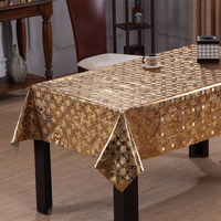 Nappe en PVC RNPT, motif pierre concassée dorée, dos en tissu opaque, facile à nettoyer, pour restaurant, hôtel, salle à manger