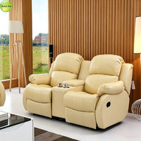 Sofá Reclinable de Cuero de Lujo para Cine en Casa con Mesa de Centro, Sofá Funcional para Sala de Estar, Conjunto de Sofás Reclinables de 3+2+1 Plazas, Modelo 8620