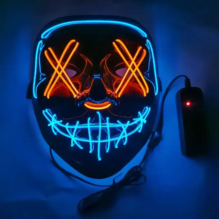 Heet Halloween Eng Gloeiend Masker Demon Doder Neon Led Masker Voor Maskerade Halloween Feest Volwassen Kinderen Masker Bar Decor Horror