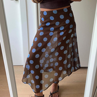 Robe d'été trapèze mi-longue en dentelle et maille à pois vintage pour femme - Robe de soirée sexy lavable 100 % polyester