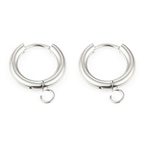 Boucle d'oreille créole en acier inoxydable chirurgical avec crochet, hypoallergénique, forme ronde, boucle ouverte, long crochet, anneau ouvert