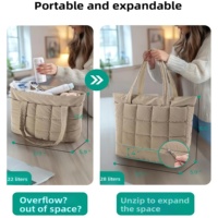 Bolsa de Mano Expandible Oxford con Logotipo Personalizado para Mujer, Gran Capacidad, Ligera, Acolchada, para Viajes, Gimnasio, Trabajo, Color Rosa