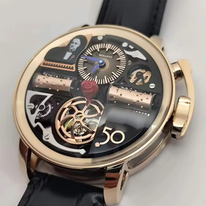 <span class=keywords><strong>Orologio</strong></span> Meccanico di Lusso con Tourbillon, Quadrante Scheletrato a 3 Assi, <span class=keywords><strong>Automatico</strong></span> in <span class=keywords><strong>Oro</strong></span> Rosa con Cinturino in Pelle, Sportivo da Uomo - Product Image 2