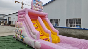 Toboggan aquatique gonflable sur le thème de l'unicorn certifié EN14960, résistant aux intempéries, utilisation commerciale, installation facile, rose, fée, festival d'été - Product Image 5