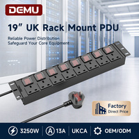 Unité de distribution d'alimentation (PDU) 2U 19 pouces, multiprise de rack, 8 prises UK BS1363 13A 3250W, interrupteur à double disjoncteur UKCA