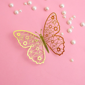 12 décorations de gâteau en forme de papillon doré métallique, décorations de gâteau dorées pour mariage, fête d'<span class=keywords><strong>anniversaire</strong></span>, baby shower, fournitures de pâtisserie - Product Image 3