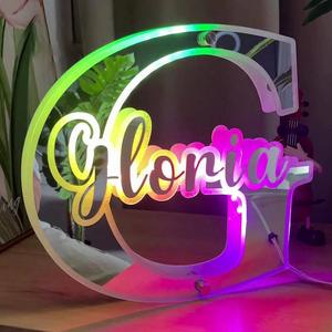 Lettres initiales personnalisées pour couple, lumière LED, miroir acrylique, enseigne au néon pour la décoration de la maison sur le thème de l'amour, Saint-Valentin - Product Image 4