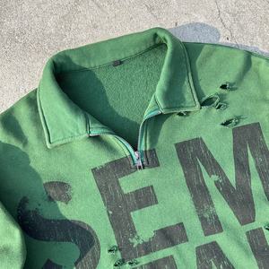 Sudadera con Capucha Estampada de Algodón Desgastado, Estilo Urbano, Personalizada, Gruesa, con Media Cremallera, Lavada al Ácido, Sudadera Extra Grande con Cierre de Cremallera - Product Image 4