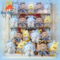 Lot de porte-clés en peluche animaux mignons de 4 pouces, décorés de nœuds et de dentelle, modèles Éléphant, Ours, Canard, poupées en peluche, pendentifs de sac, jouets pour machine à griffes, en stock