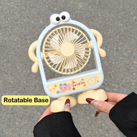 Mini ventilateur portable de bureau, design simple et mignon, grande taille, monstre aux grands yeux, ventilateur de bureau rechargeable, 3 vitesses, ventilateur USB