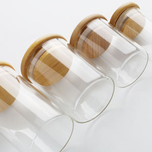 Barattolo di vetro con coperchio <span class=keywords><strong>in</strong></span> bambù ermetico trasparente contenitore <span class=keywords><strong>in</strong></span> vetro borosilicato per l'organizzazione della cucina mantiene il cibo asciutto e fresco - Product Image 1