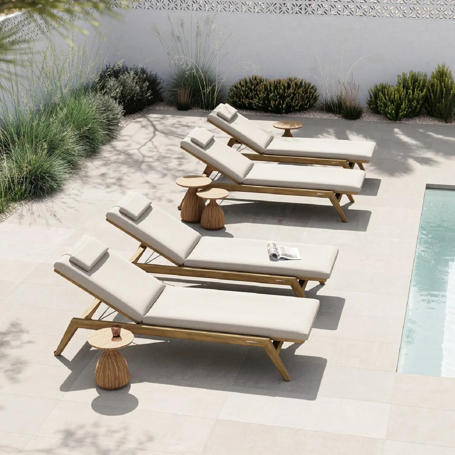 Freizeit schwimmbad Sun Lounge Chair Gartenmöbel Teak Sessel und arm lose Liege