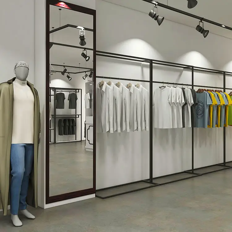 Su misura Nero di Vendita Al Dettaglio Negozio di Abbigliamento di Attaccatura di Parete Rack di Abbigliamento Maschile Pantaloni Jeans Pantaloni Tute Display Rack Stand