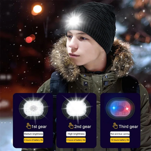 Đa-Chức Năng LED Âm Nhạc Ấm Dệt Kim Hat Với Được Xây Dựng Trong LED Ánh Sáng Không Dây BT Tai Nghe Mic Cho Cắm Trại Ngoài Trời Chạy Thể Thao - Product Image 5