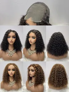 Letsfly, recién llegados, pelucas de cabello humano rizado Pixie 4x4 con cierres, pelucas brasileñas de colores de 16 pulgadas para mujer negra, envío rápido