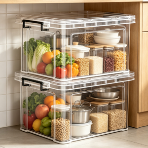 Contenedor de Almacenamiento de Plástico Transparente con Asa, Caja Transparente de Gran Capacidad para Dormitorio, Sala de Estar y Oficina - Product Image 3