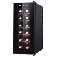 Armoire à vin à refroidissement silencieux 33L Petit réfrigérateur à vin autoportant d'une capacité de 12 bouteilles