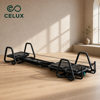 Mini Reformer Pilates Commercial Celux en Aluminium Noir, Machine d'Entraînement de Base Résistante à l'Usure pour Studio de Fitness à Fort Trafic
